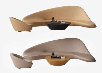 现代异形沙发茶几组合3D模型下载